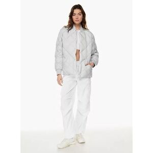 NWT Aritzia TNA Archive Quilted Premium Goose Down Gray Chrome Coat Size XS